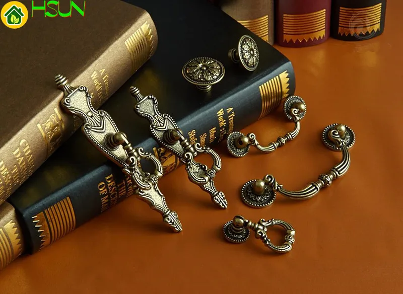 Furniture Hardware Drop Pulls - 2개입 6가지 스타일 시골풍 장식장 손잡이