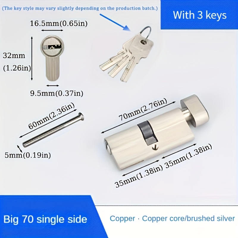 1Pc 유럽 표준 60/70/80/90mm 잠금 실린더 - Furniture Sliding Door Hardware 리뷰 및 가격