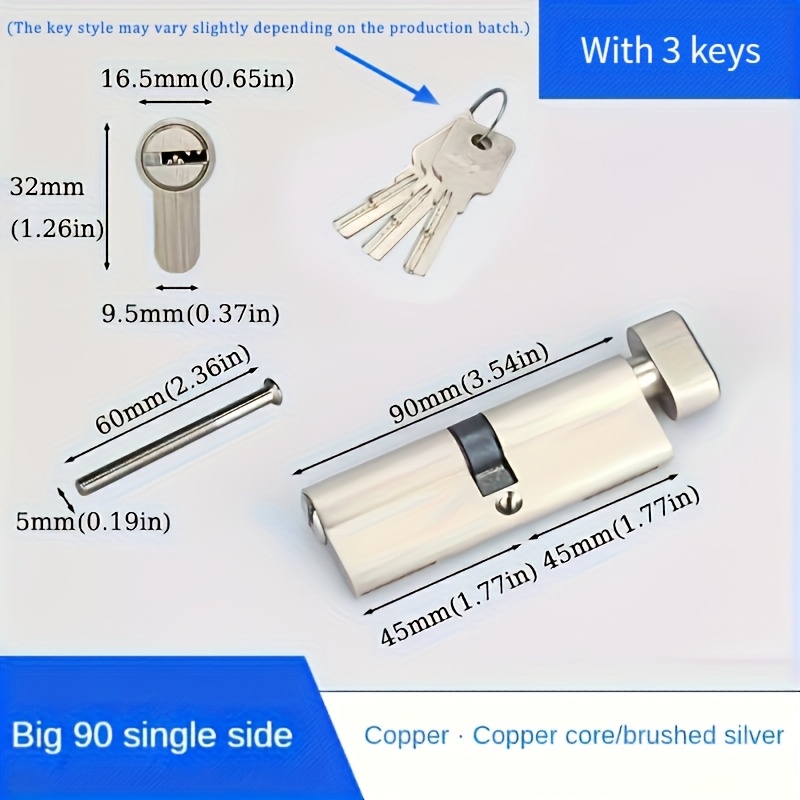 1Pc 유럽 표준 60/70/80/90mm 잠금 실린더 - Furniture Sliding Door Hardware 리뷰 및 가격