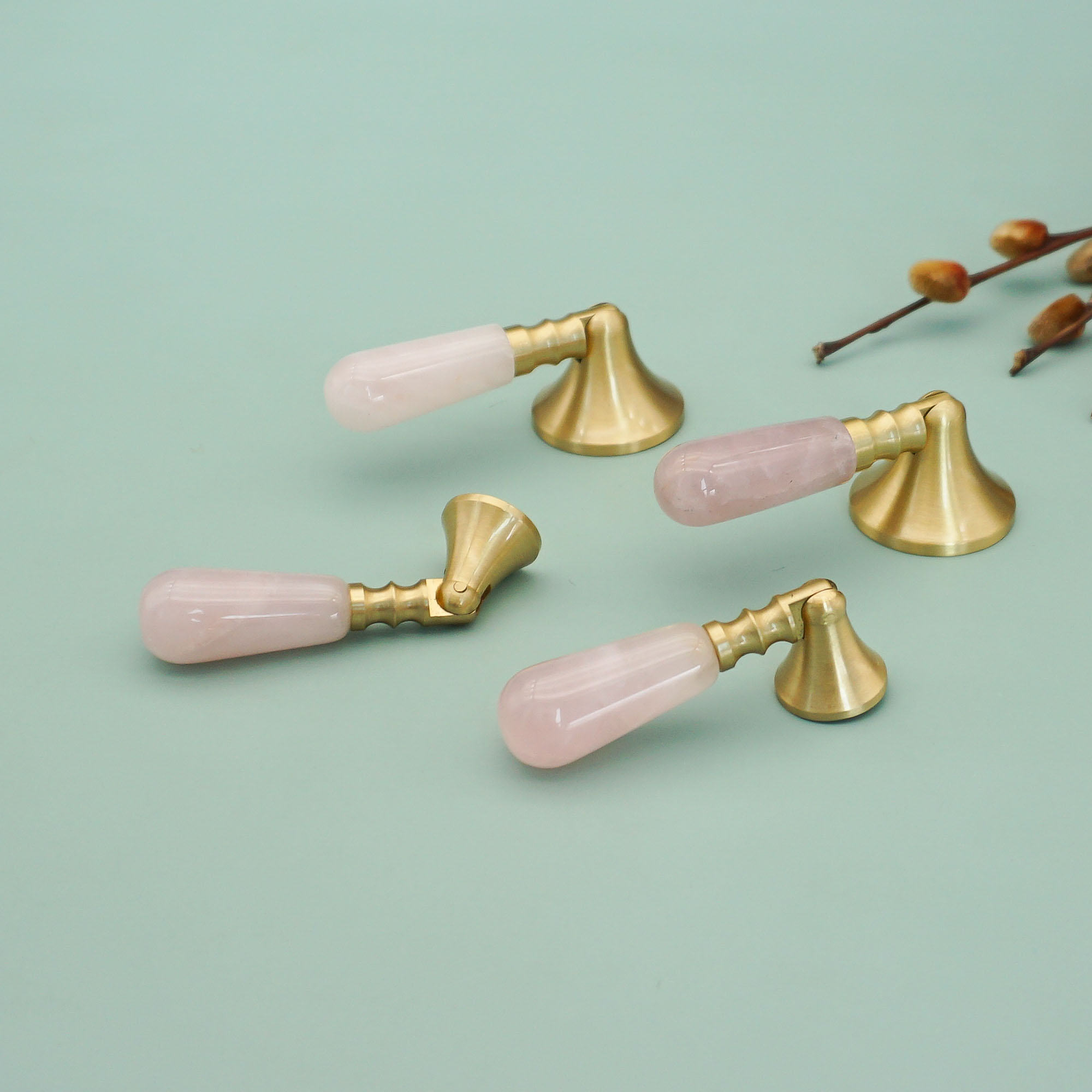 핑크 크리스탈 + 황동 도어 손잡이 및 핸들 주방 캐비 - Furniture Hardware Drop Pulls 리뷰 및 가격